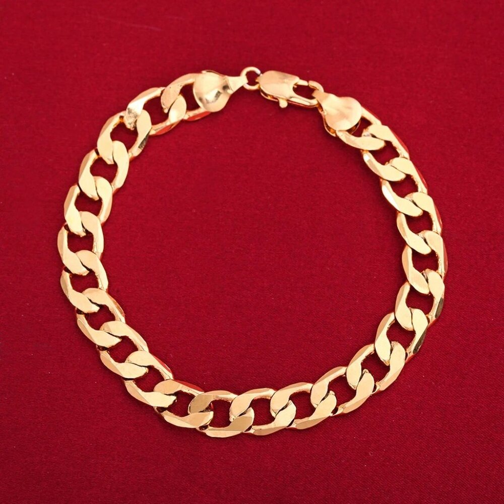 24 Inch 18K Yellow Gold 8mm Wide Open Cuban Chain and 7.75 inch Bracelet Combo - Picture 3 of 9